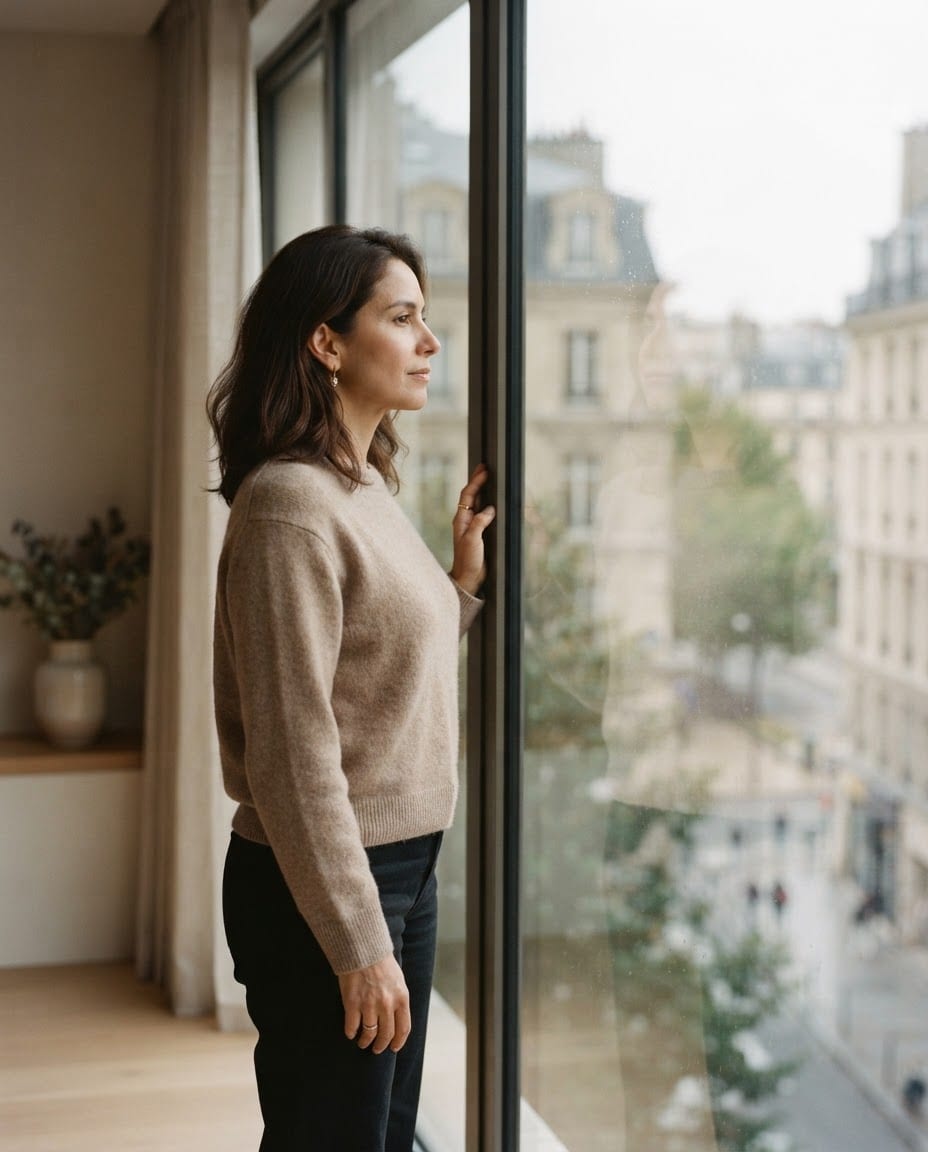 Mujer mirando por la ventana