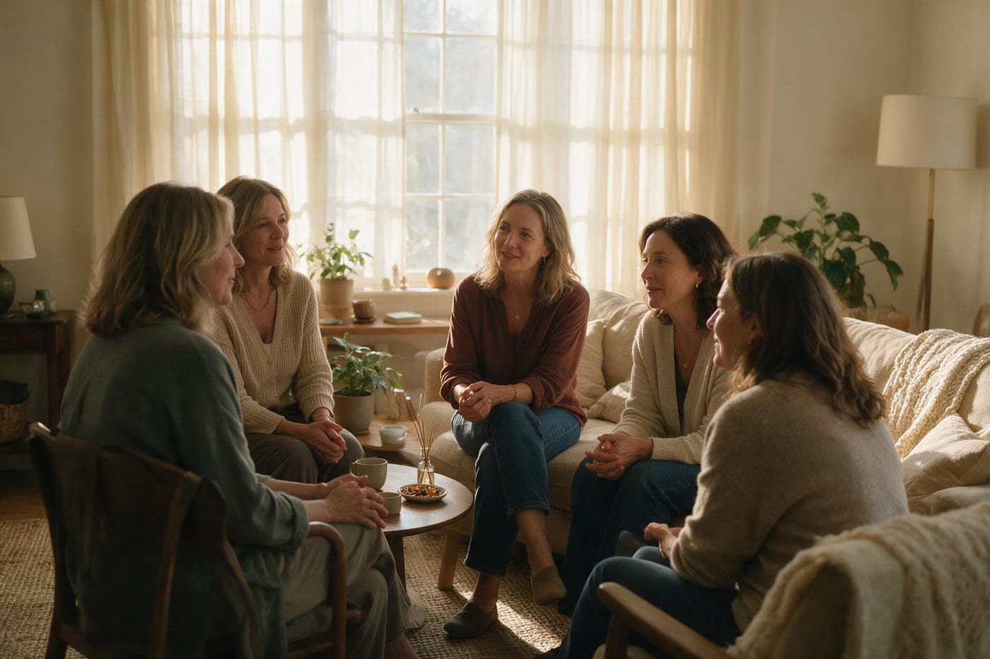 Grupo pequeño de mujeres en una sesión